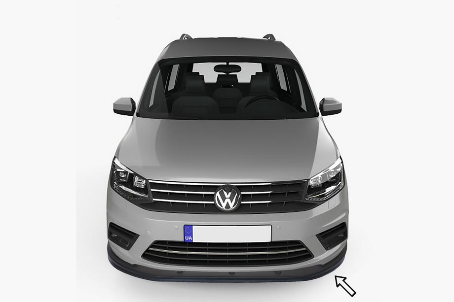 Volkswagen Caddy 2015–2020 ESA etupuskurin lip-spoileri (musta) Image