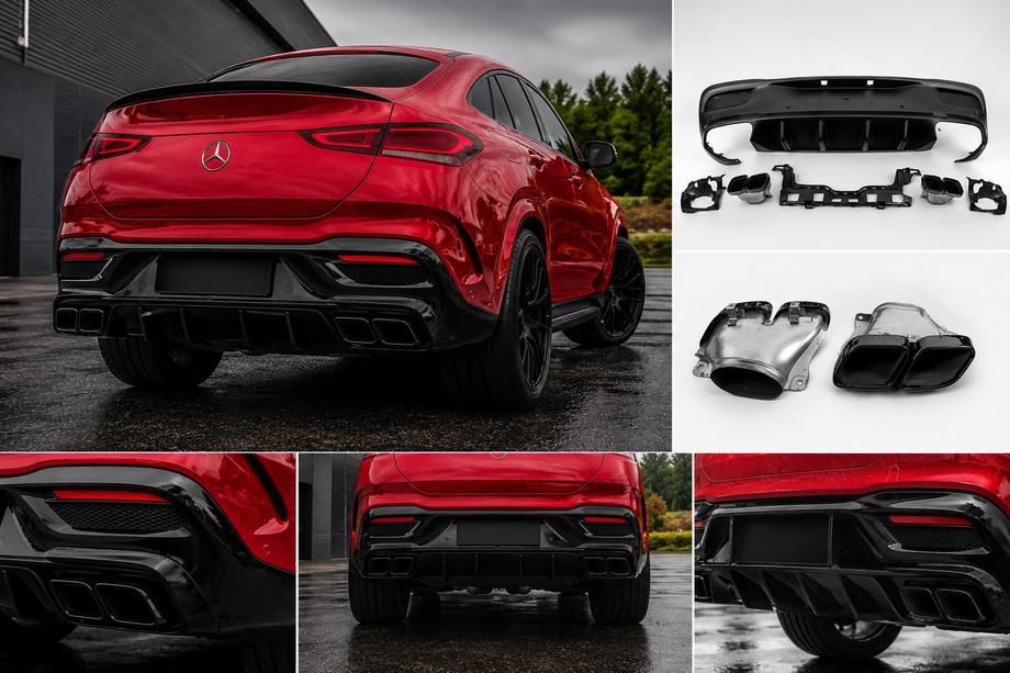 Mercedes GLE Coupé C167 2019– Takadiffuusori pakoputken päillä, musta (GLE63-design) Image