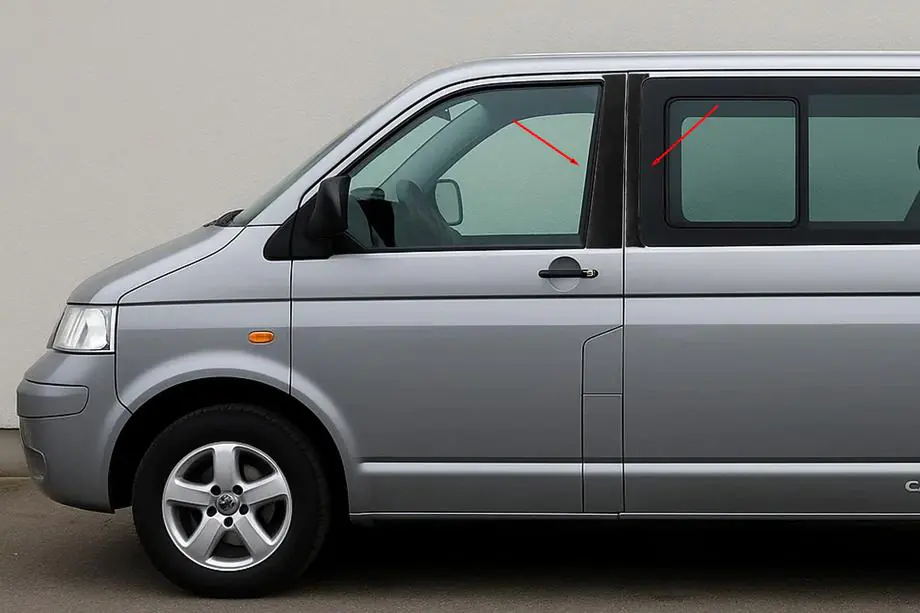 Volkswagen T5 Caravelle 2004–2010 Kromiset ovipilarisuojat EuroCap Image