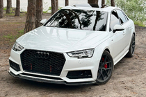 Audi A4 B9 2015–2024 Etuhelman lip-lippa DPT V-1 (S-Line, 2015-2019, kiiltävä musta) kuva 1