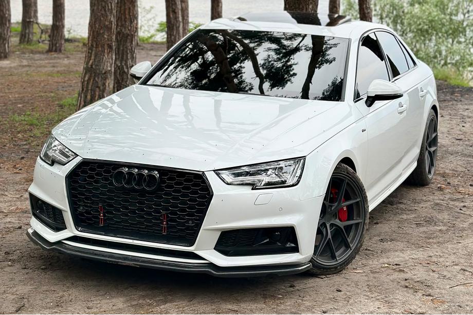 Audi A4 B9 2015–2024 Etuhelman lip-lippa DPT V-1 (S-Line, 2015-2019, kiiltävä musta) Image