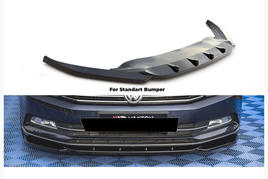 Volkswagen Passat B8 2015–2023 Etupuskurin lip-spoileri DPT V-1 (2015-2019 EU, kiiltävän musta) Image
