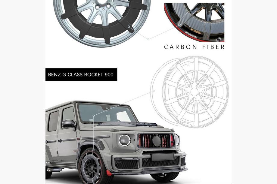 Mercedes G class W463 1990–2018 G900 taotut alumiini- ja hiilikuituvanteet (R24, 4 kpl) Kuva 14