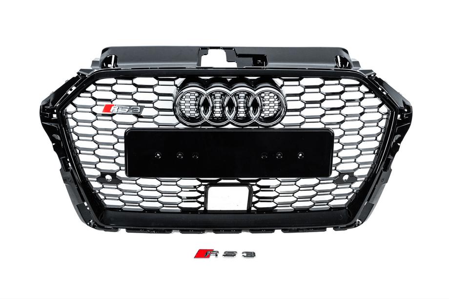 Audi A3 2012–2020 RS-tyylinen etusäleikkö (2016-2020, musta/harmaa) Image