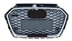 Audi A3 2012–2020 RS-tyylinen etusäleikkö (2016-2020, musta/harmaa kromilla) kuva 1