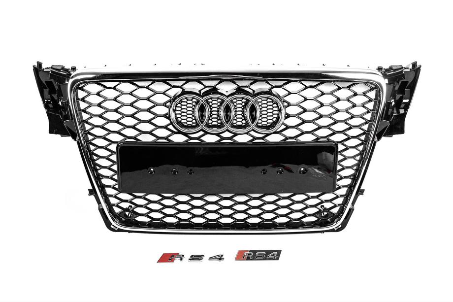 Audi A4 B8 2007–2015 RS-style V-2 etusäleikkö (2007-2011, musta kromilla) Image