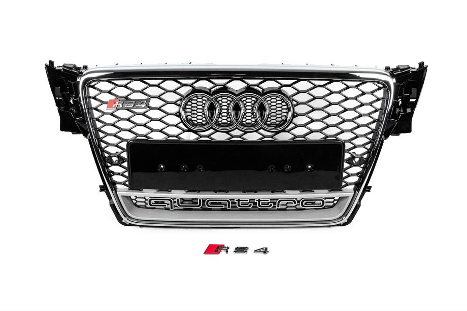 Audi A4 B8 2007–2015 Etusäleikkö Quattro-tekstillä, RS-style (2007-2011, musta) Image
