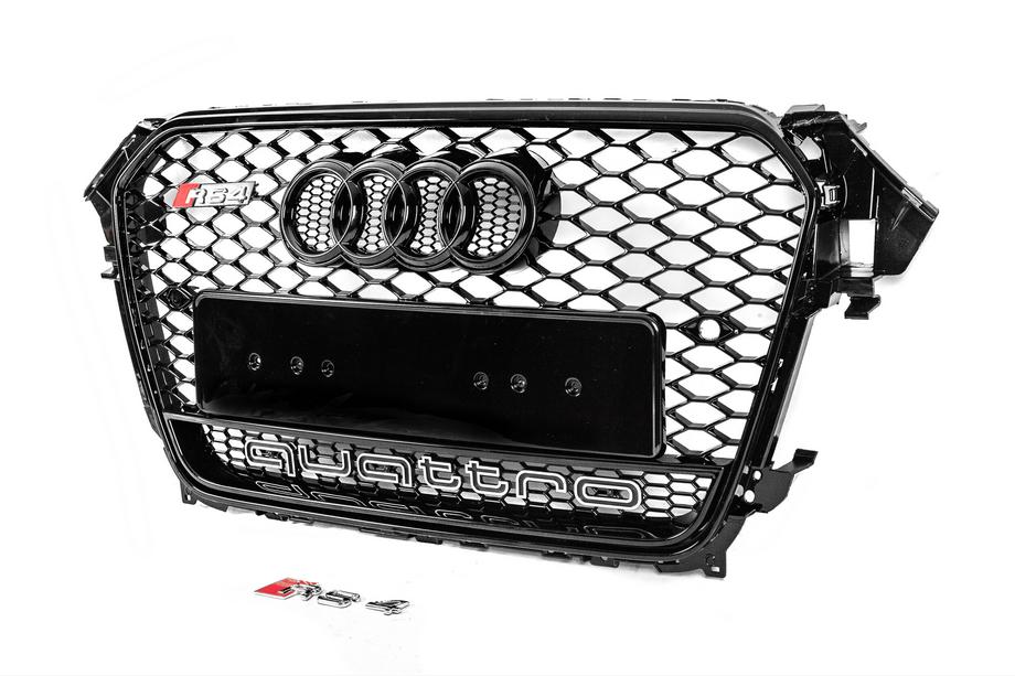 Audi A4 B8 2007–2015 Musta etusäleikkö RS-tyyliin, Quattro-tekstillä (2012-2015) Kuva 3