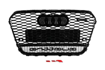 Audi A6 C7 2011–2017 Musta RS-tyylinen etusäleikkö Quattro-tekstillä (2011-2014) kuva 4