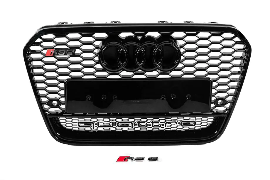 Audi A6 C7 2011–2017 Musta RS-tyylinen etusäleikkö Quattro-tekstillä (2011-2014) Image