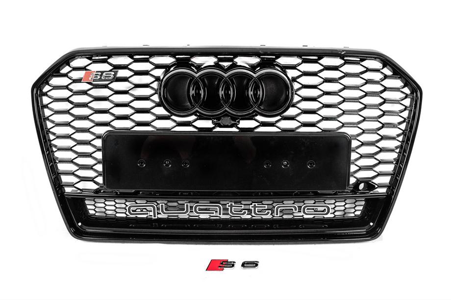 Audi A6 C7 2011–2017 Musta RS-tyylinen etumaski Quattro-tekstillä (2014-2017) Kuva 1