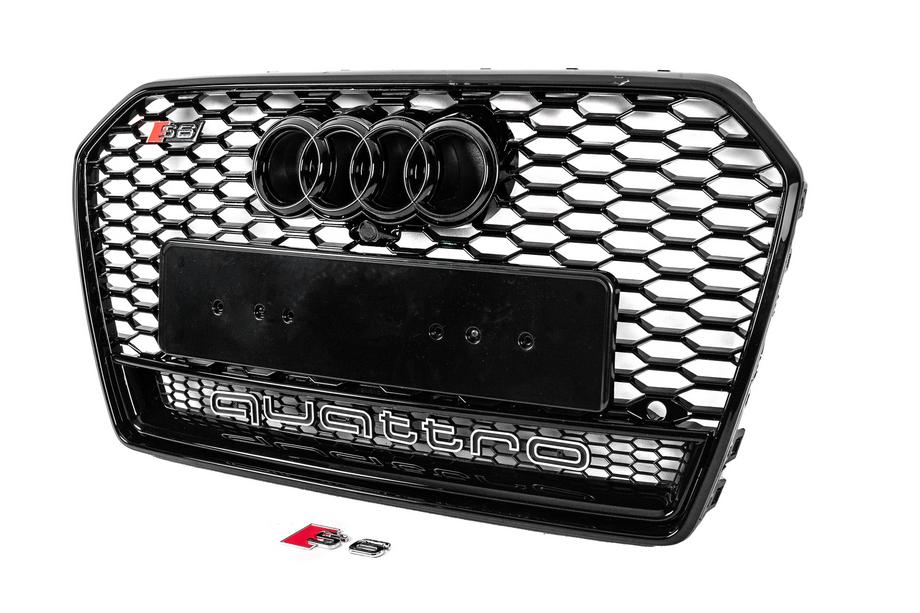 Audi A6 C7 2011–2017 Musta RS-tyylinen etumaski Quattro-tekstillä (2014-2017) Kuva 2