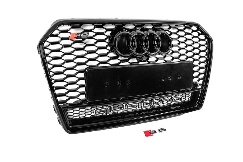 Audi A6 C7 2011–2017 Musta RS-tyylinen etumaski Quattro-tekstillä (2014-2017) Kuva 3