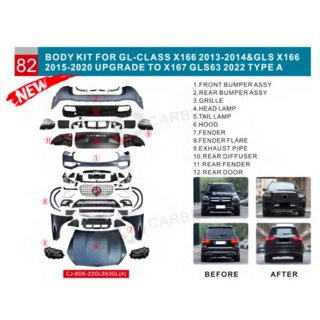 Facelift-muunnossarja X166:sta GLS63 X167:ään (Type-A)