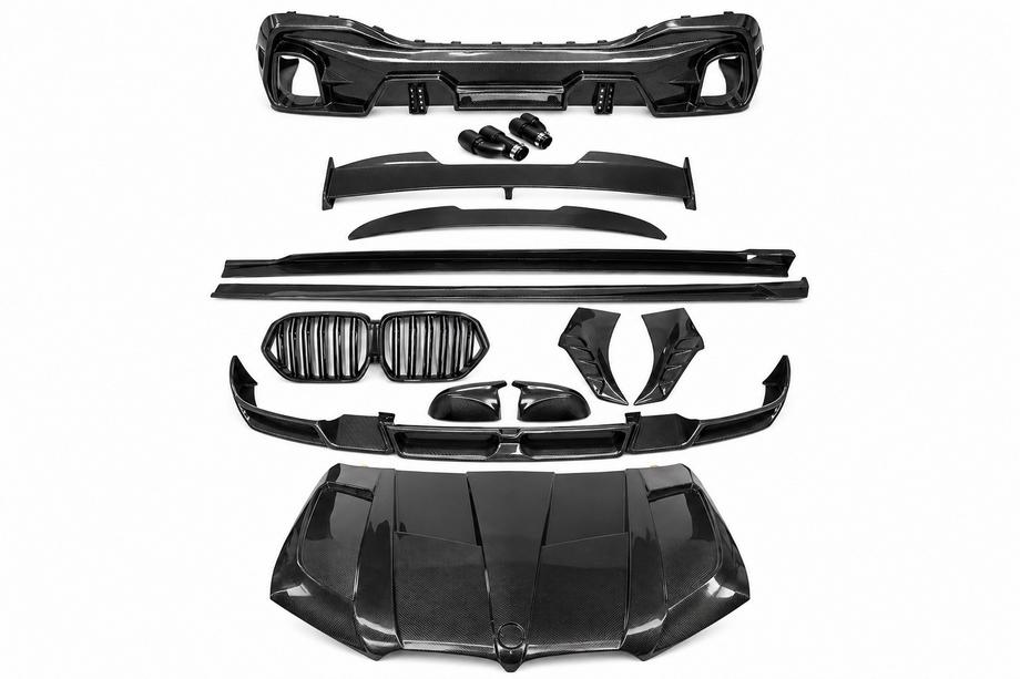BMW X6 G06 2019–2027 Korinsarjasetti konepellillä Carbon V2 (2018-2022) Kuva 2