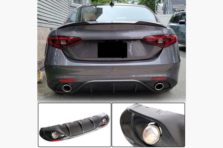 Alfa Romeo Giulia 2016–2022 Takapuskurin diffuusori pakoputken päillä V2 (Base, Carbon) Kuva 2