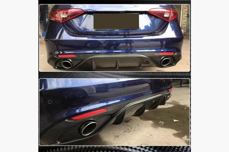 Alfa Romeo Giulia 2016–2022 Takapuskurin diffuusori pakoputken päillä V2 (Base, Carbon) Kuva 4