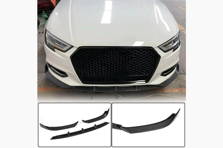 Audi A3 2012–2020 Etupuskurin lip V1 (Base 2017-2020 Sedan, hiilikuitu) Image