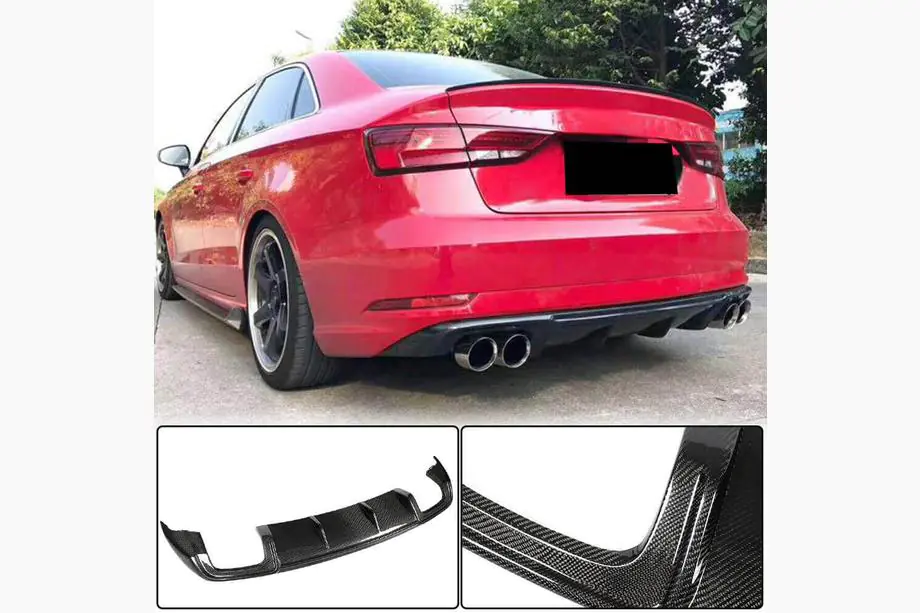 Audi A3 2012–2020 Takapuskurin diffuusori (Base Sedan 2017-2020, hiilikuitu) Image