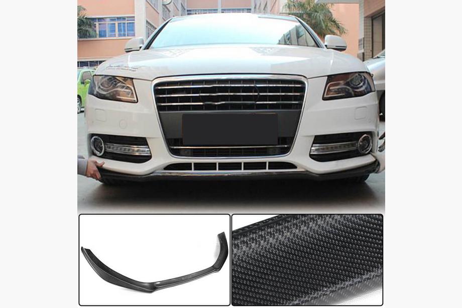 Audi A4 B8 2007–2015 Etupuskurin lip-spoileri Lip (Base 2007-2011, hiilikuitu) Image