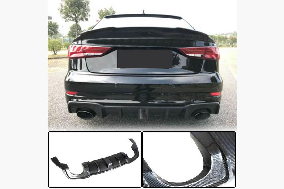 Audi A3 2012–2020 Takapuskurin diffuusori LED-jarruvalolla V2 (RS3 2017-2019, hiilikuitu) Image