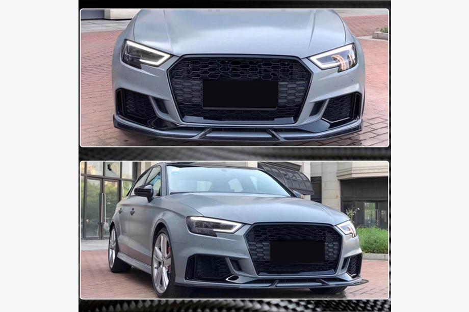 Audi A3 2012–2020 V4 etupuskurin lipat (RS3 Sedan 2017-2020, hiilikuitu) Kuva 1