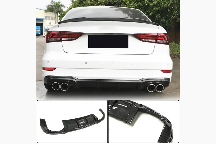 Audi A3 2012–2020 Takapuskurin diffuusori V5 (S-Line Sedan 2017-2020, hiilikuitu) Image