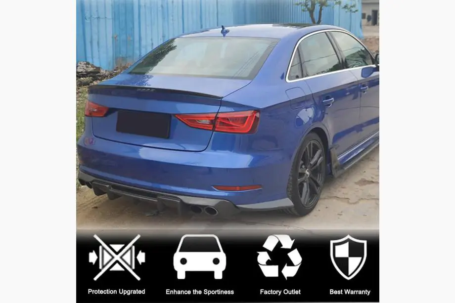 Audi A3 2012–2020 Takapuskurin flapsit Flap (S-Line Sedan 2012-2016, hiilikuitu) Kuva 2
