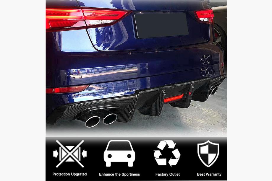 Audi A3 2012–2020 Takapuskurin diffuusori V3 (S-Line Sedan 2017-2020, hiilikuitu) Kuva 2