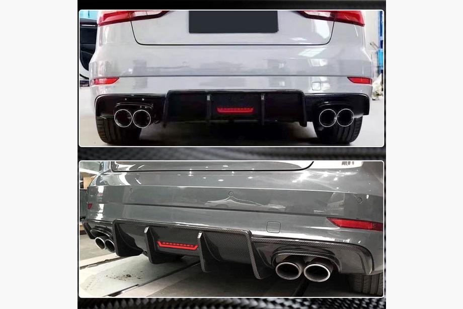 Audi A3 2012–2020 Takapuskurin diffuusori V3 (S-Line Sedan 2017-2020, hiilikuitu) Kuva 4