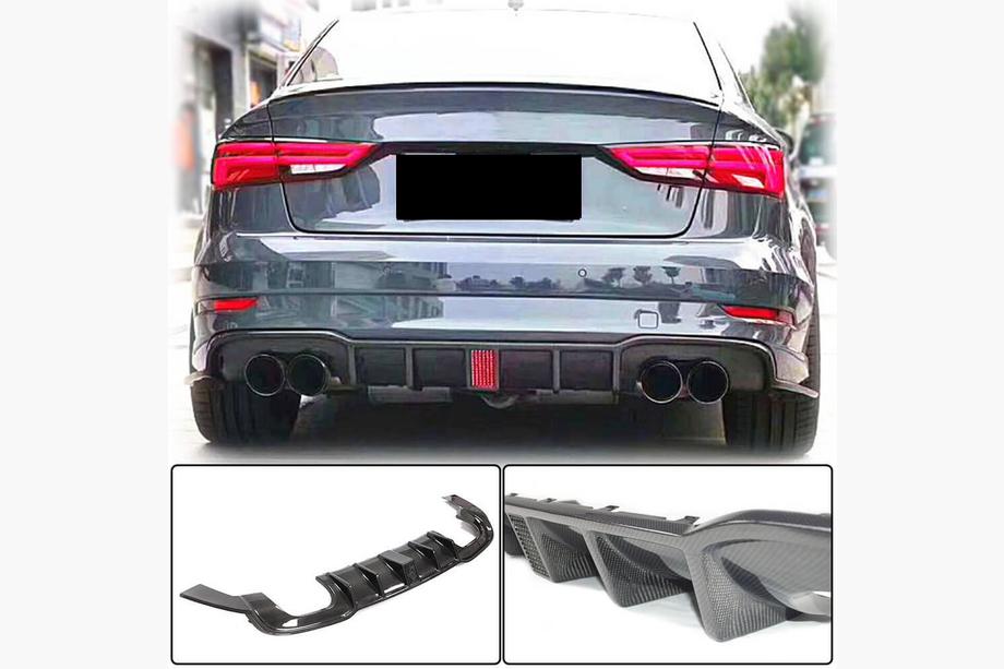 Audi A3 2012–2020 Takapuskurin diffuusori V2 (S-Line Sedan 2017-2020, hiilikuitu) Image