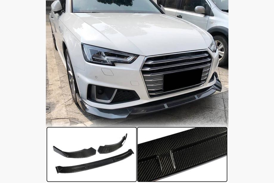 Audi A4 B9 2015–2024 Etupuskurin lip-spoileri Lip V1 (S-Line Sedan 2015-2019, hiilikuitu) Image