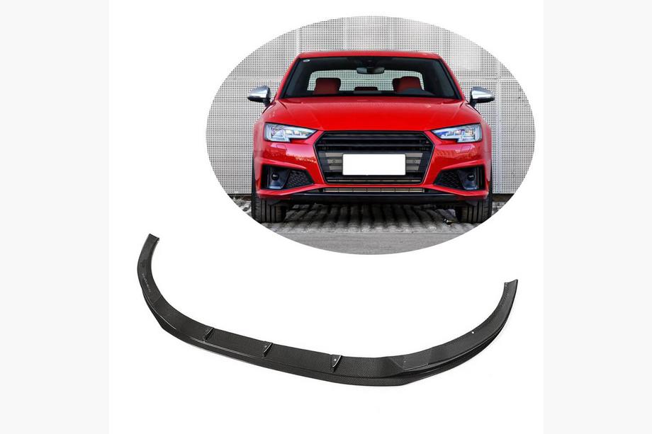Audi A4 B9 2015–2024 Etupuskurin lip-spoileri Lip V6 (S-Line Sedan 2015-2019, hiilikuitu) Image