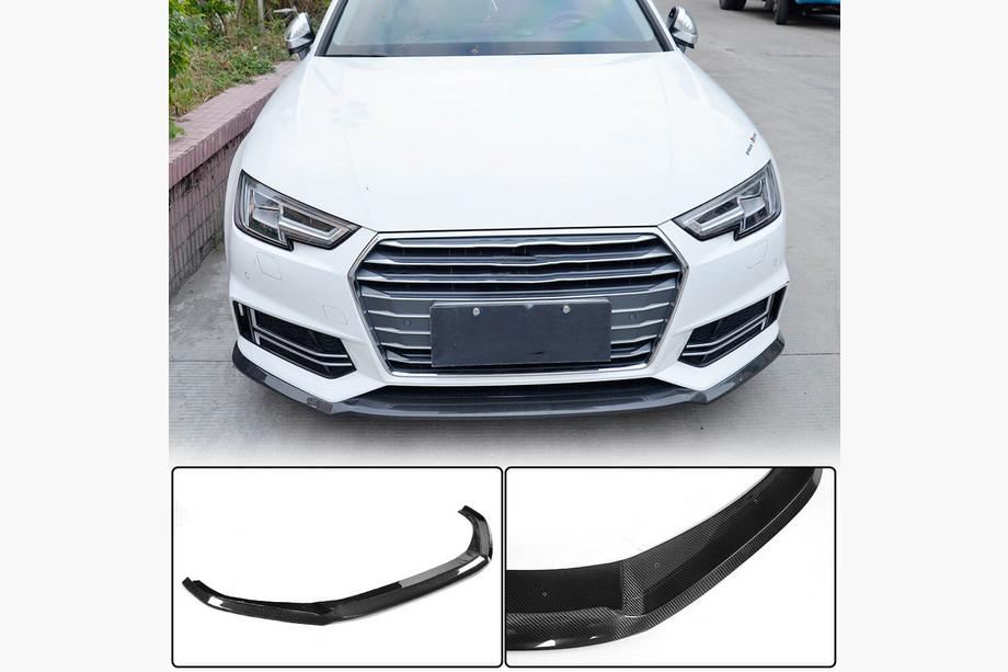 Audi A4 B9 2015–2024 Etupuskurin lip-spoileri Lip V4 (S-Line Sedan 2015-2019, hiilikuitu) Image