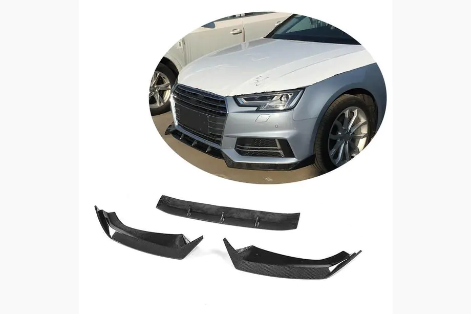 Audi A4 B9 2015–2024 Etupuskurin lip V5 (S-Line Sedan 2015-2019, hiilikuitu) Kuva 1
