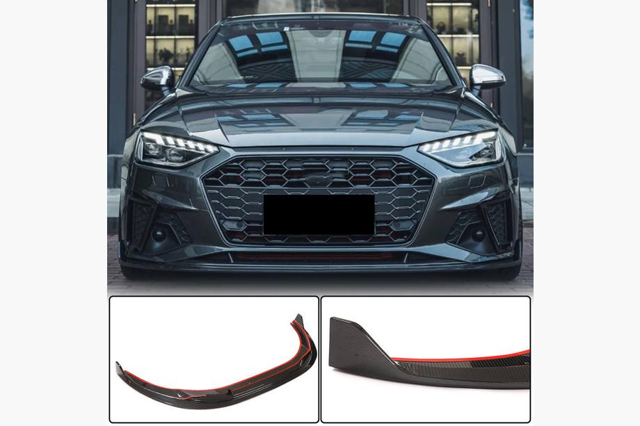Audi A4 B9 2015–2024 Etupuskurin lip-spoileri Lip V1 (S-Line Sedan 2019-2024, hiilikuitu) Image