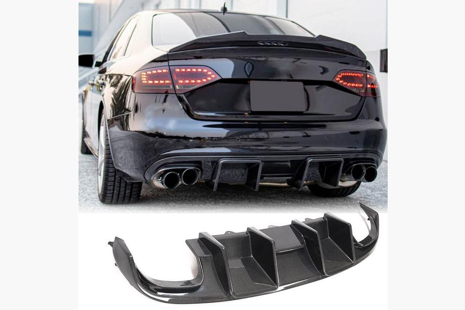 Audi A4 B8 2007–2015 Takapuskurin diffuusori V1 (S4 2009-2012, hiilikuitu) Image