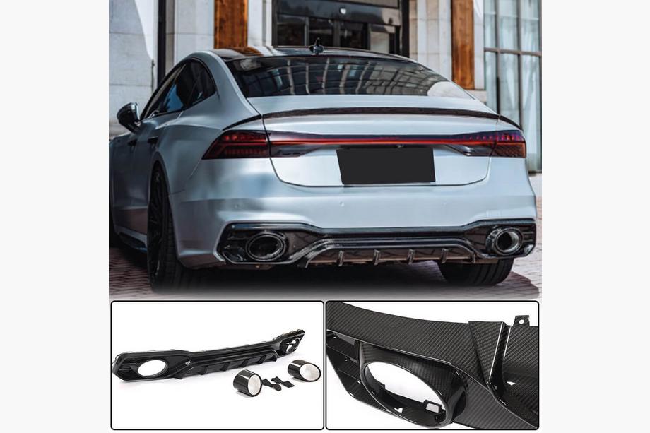 Audi A7 2018– Takapuskurin diffuusori pakoputken päillä (S-Line 2018-2022, dry carbon) Image