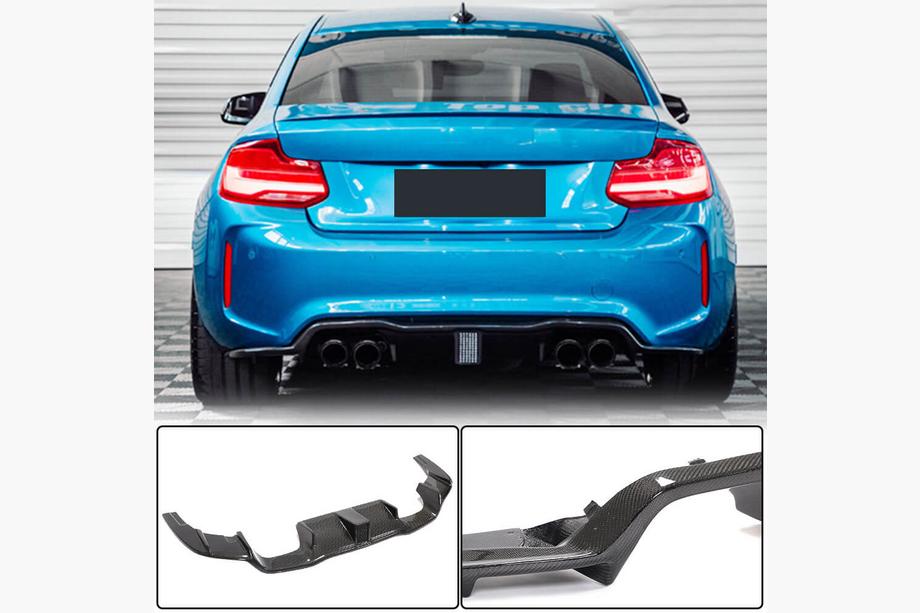 BMW 2-sarja F22/F23 2014–2021 V7 takapuskurin diffuusori (F87 M2/M2C, hiilikuitu) Kuva 1