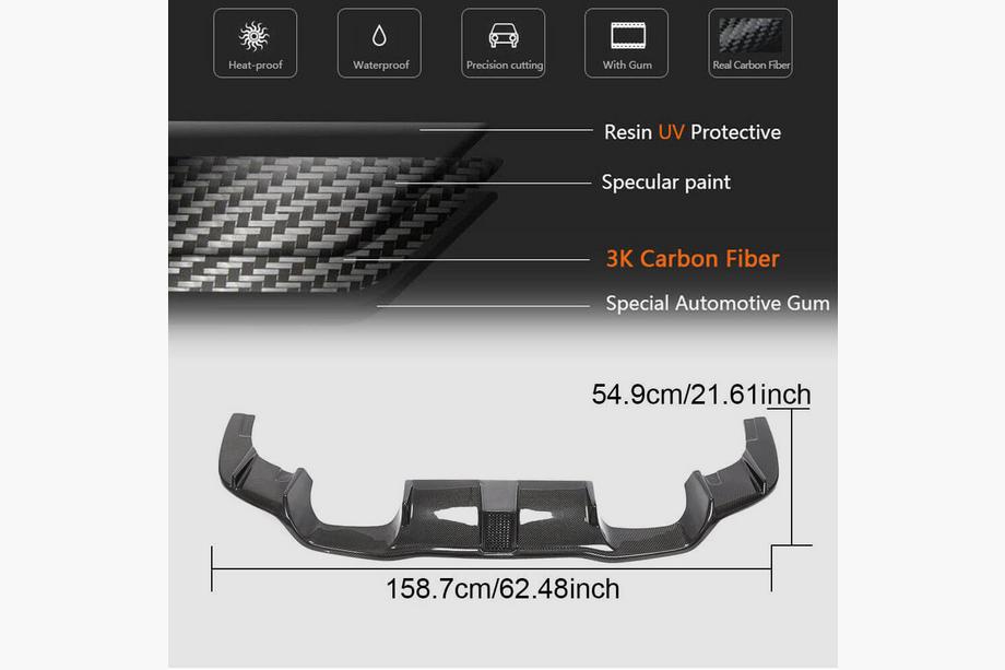 BMW 2-sarja F22/F23 2014–2021 V7 takapuskurin diffuusori (F87 M2/M2C, hiilikuitu) Kuva 5