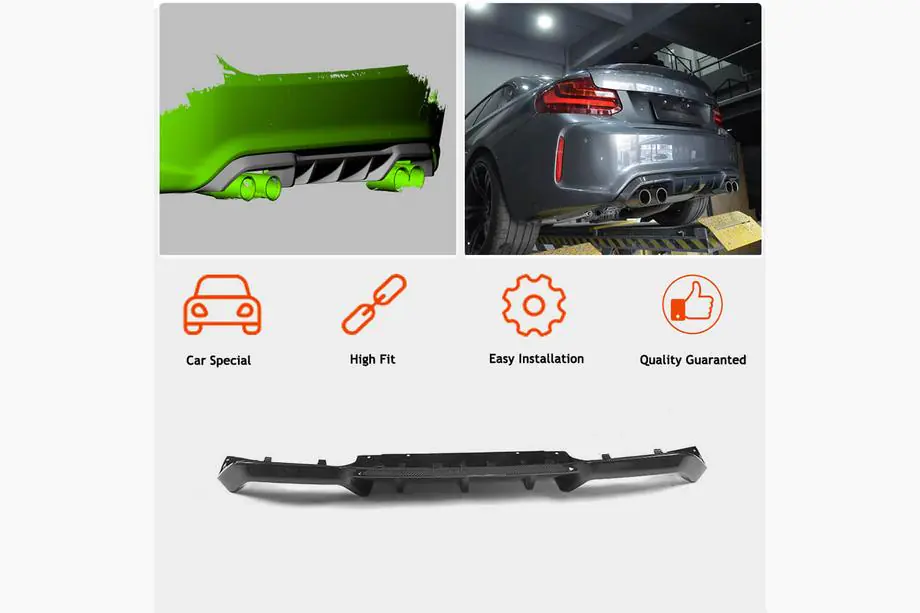 BMW 2-sarja F22/F23 2014–2021 Takapuskurin diffuusori V5 (F87 M2/M2C, hiilikuitu) Kuva 3