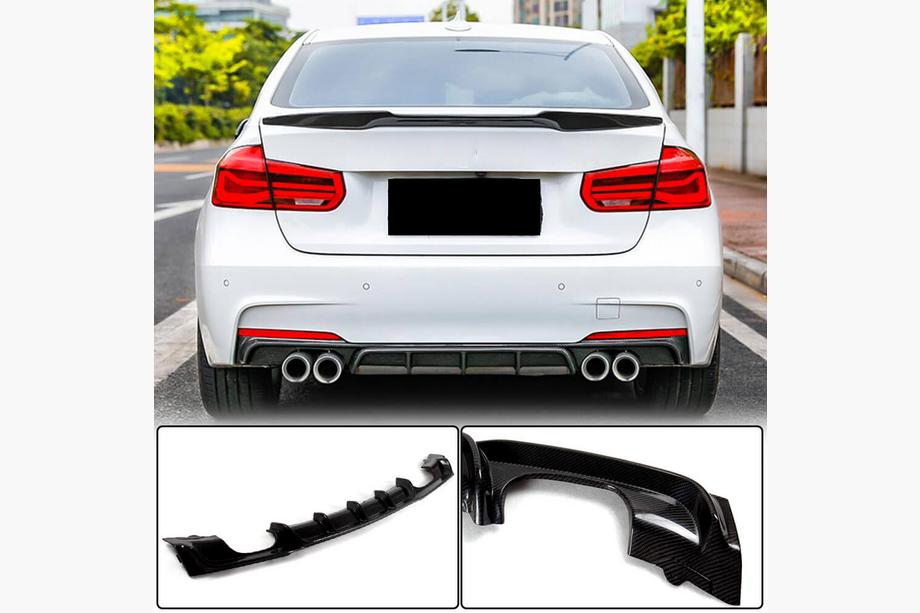 BMW 3-sarja F30/F31 2012–2019 V4 takapuskurin diffuusori (F30 M-Sport, hiilikuitu) Kuva 2