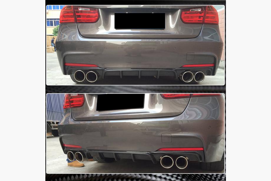 BMW 3-sarja F30/F31 2012–2019 V4 takapuskurin diffuusori (F30 M-Sport, hiilikuitu) Kuva 4