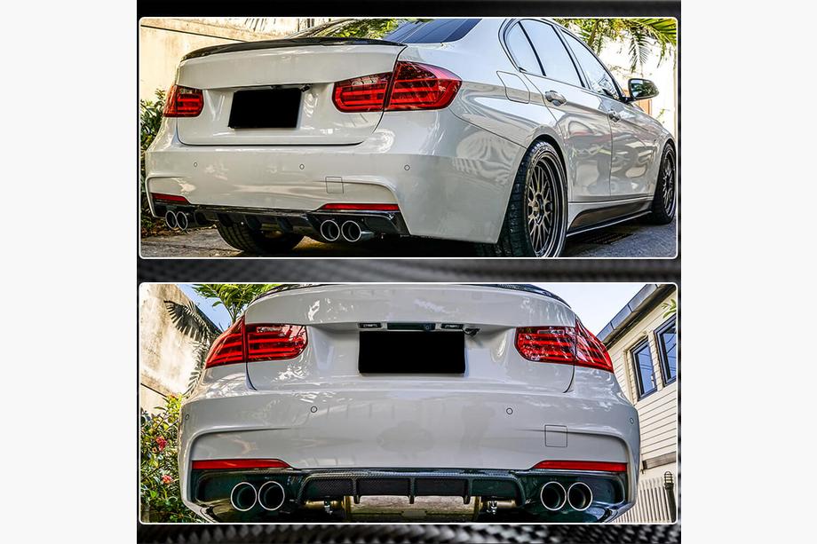 BMW 3-sarja F30/F31 2012–2019 V4 takapuskurin diffuusori (F30 M-Sport, hiilikuitu) Kuva 5