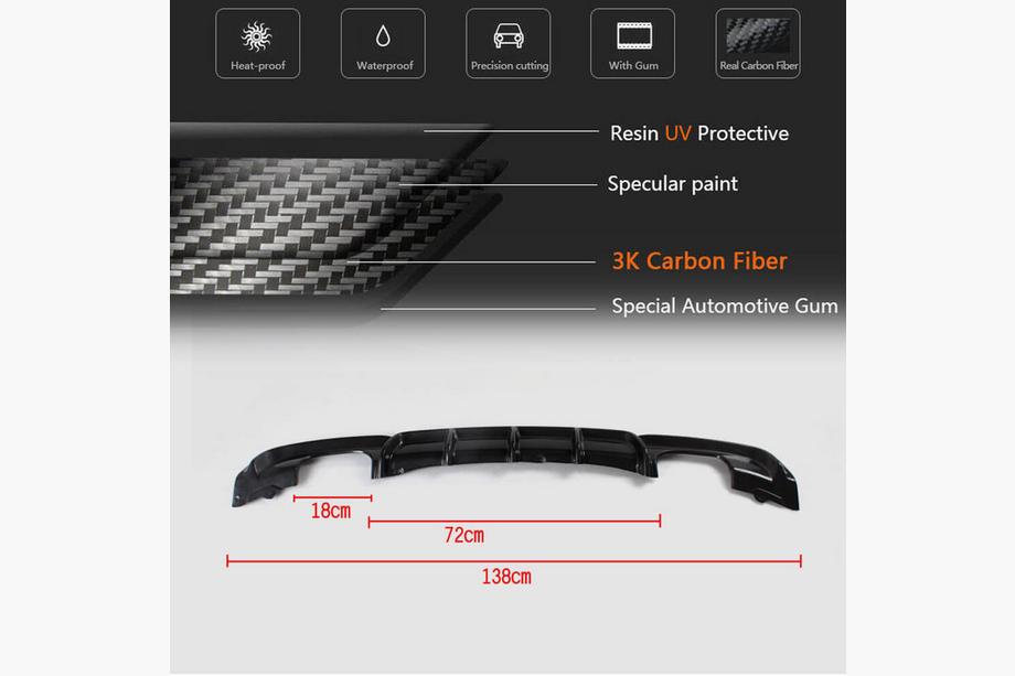 BMW 3-sarja F30/F31 2012–2019 V4 takapuskurin diffuusori (F30 M-Sport, hiilikuitu) Kuva 6