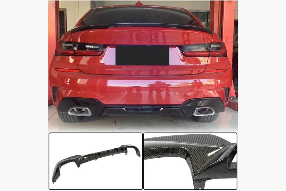 BMW 3-sarja G20/G21 2018– V4 takapuskurin diffuusori (M-Sport 2018-2022, hiilikuitu) Kuva 1