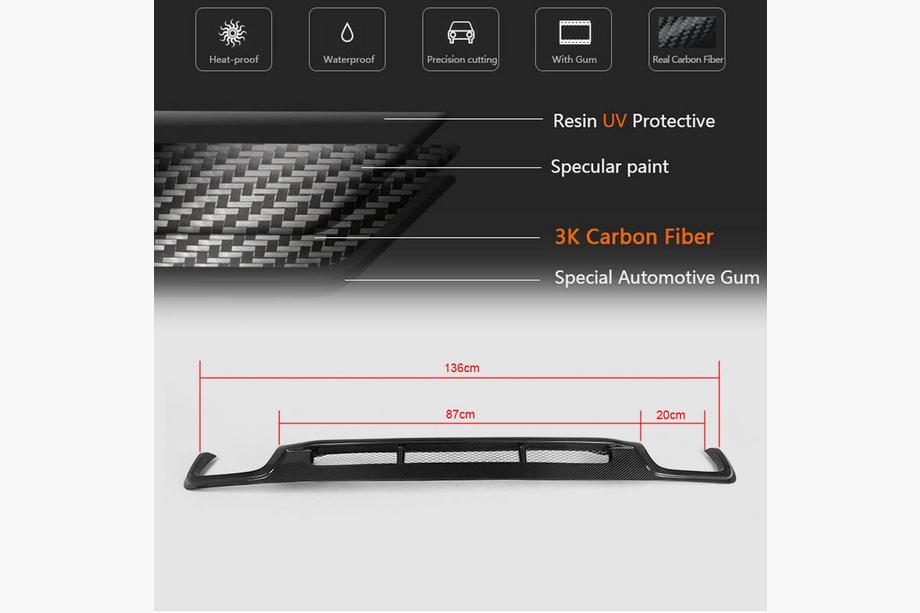 BMW 5-sarja F10/F11 2010–2016 Takapuskurin diffuusori (F10 Base 2010-2013, hiilikuitu) Kuva 5