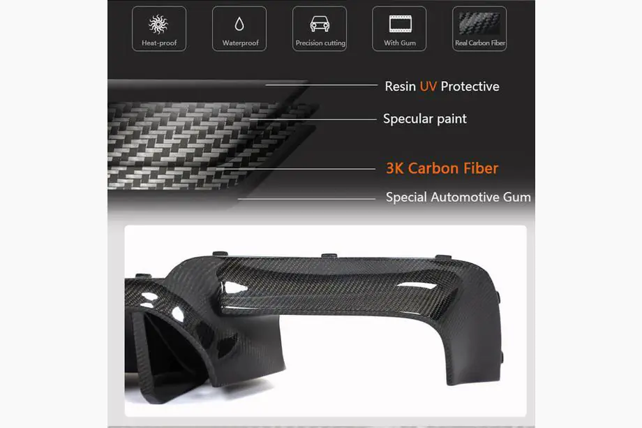 BMW 5-sarja F10/F11 2010–2016 Takapuskurin diffuusori V3 (F10 M5, hiilikuitu) Kuva 3