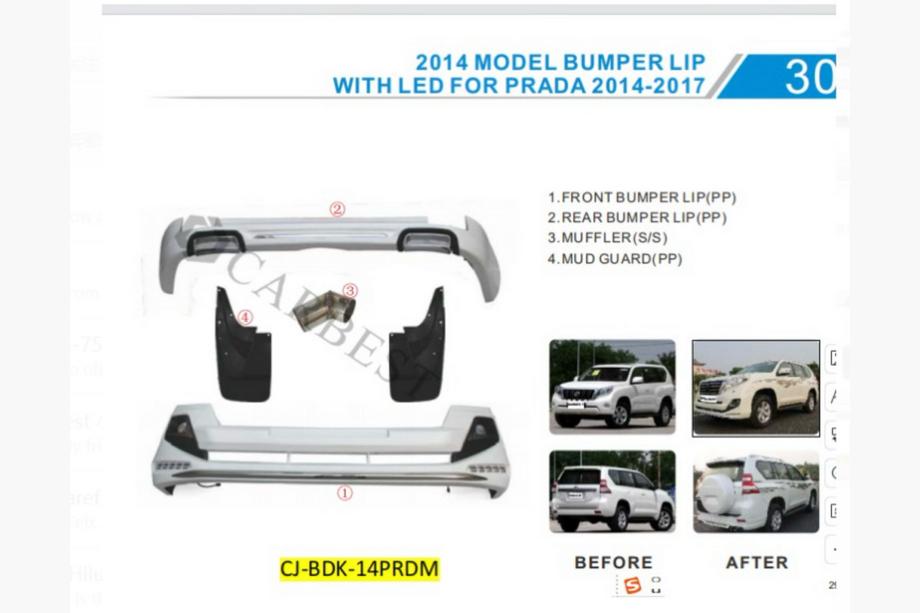 Toyota Land Cruiser Prado 150 2009–2023 Etu- ja takapuskurin lipat Luxury (2013-2017) Valkoinen väri Kuva 28