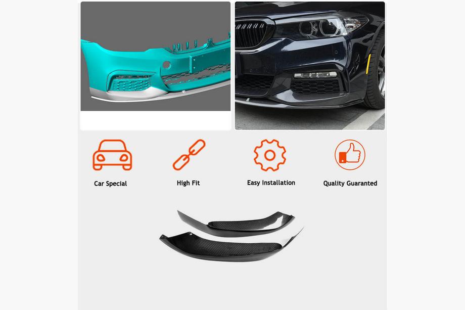 BMW 5-sarja G30/G31 2017–2023 Etupuskurin flapsit, hiilikuitu V4 (M-Sport 2017-2020) Kuva 2